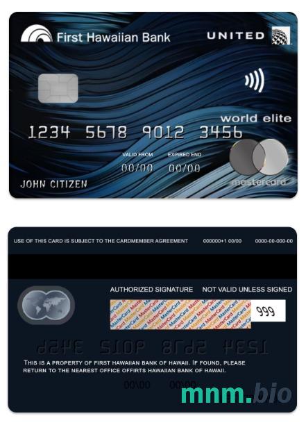 Hawaii United Credit przykład karty mastercard w formacie PSD